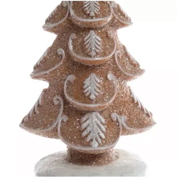 Elegant Glitter Gingerbread Tree Brown and White Holiday Tree Decoration - Picture 4 of 4